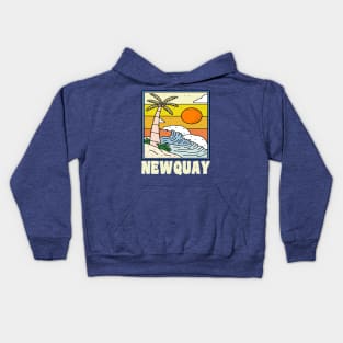 Newquay, Cornwall Retro Surf Poster Graphic Kids Hoodie